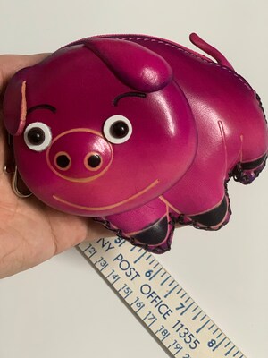 Rose Pink Leather Piggy Coin Wallet - image1